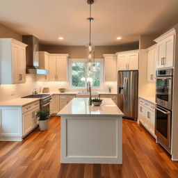 A beautifully renovated kitchen featuring modern design elements