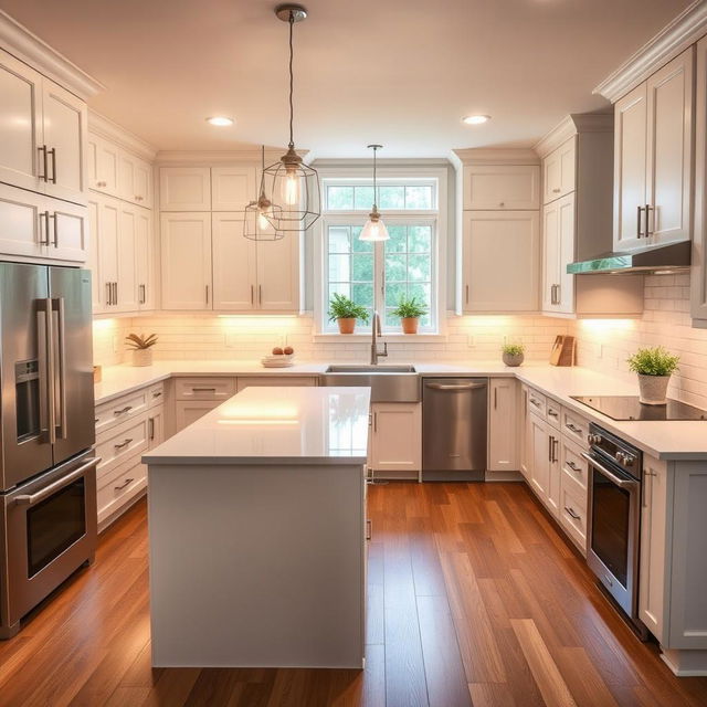 A beautifully renovated kitchen featuring modern design elements