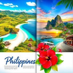 A vibrant and picturesque pamphlet design showcasing the stunning local views of the Philippines