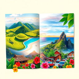 A vibrant and picturesque pamphlet design showcasing the stunning local views of the Philippines
