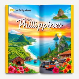 A vibrant and picturesque pamphlet design showcasing the stunning local views of the Philippines