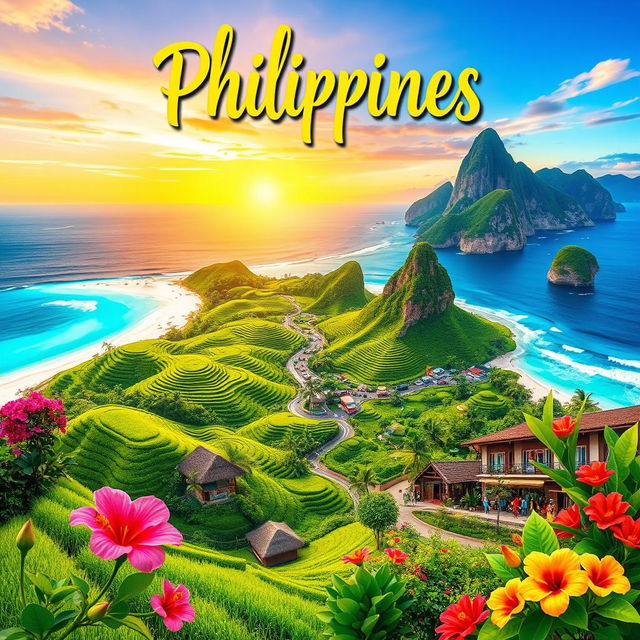 A vibrant and picturesque pamphlet design showcasing the stunning local views of the Philippines