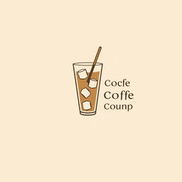 Aesthetic and minimalist logo design for a coffee shop, featuring an elegant representation of iced coffee