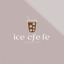 Aesthetic and minimalist logo design for a coffee shop, featuring an elegant representation of iced coffee