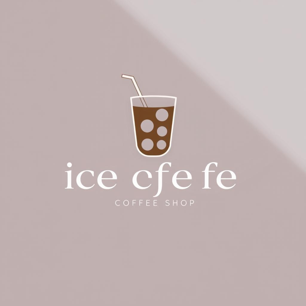 Aesthetic and minimalist logo design for a coffee shop, featuring an elegant representation of iced coffee
