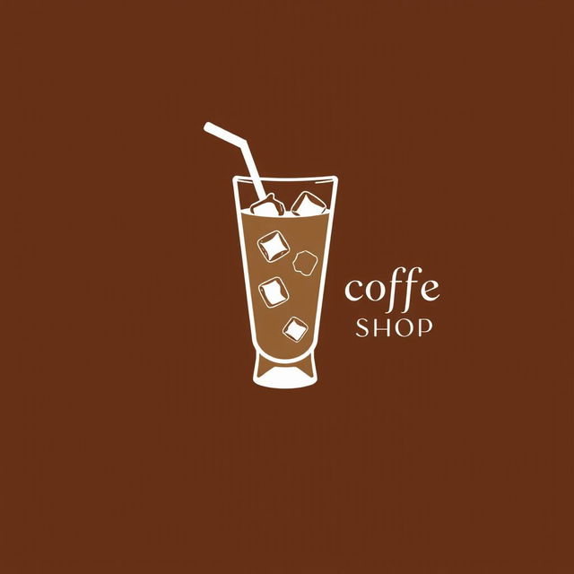 Aesthetic and minimalist logo design for a coffee shop, featuring an elegant representation of iced coffee