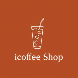 Aesthetic and minimalist logo design for a coffee shop, featuring an elegant representation of iced coffee