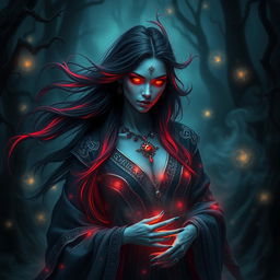 A mystical and alluring goddess, emanating an aura of both beauty and terror