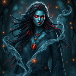 A mystical and alluring goddess, emanating an aura of both beauty and terror