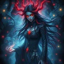 A mystical and alluring goddess, emanating an aura of both beauty and terror