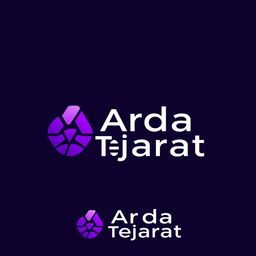 A sleek and modern logo design featuring the name 'Arda Tejarat' prominently displayed
