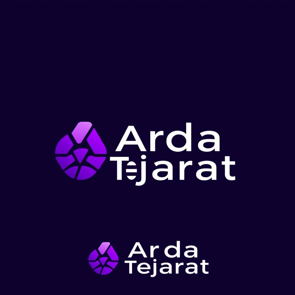 A sleek and modern logo design featuring the name 'Arda Tejarat' prominently displayed