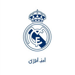 A modern and stylish logo representation of Real Madrid, featuring the iconic emblem prominently displayed
