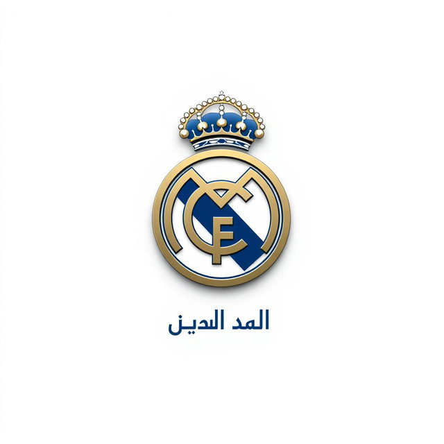 A modern and stylish logo representation of Real Madrid, featuring the iconic emblem prominently displayed