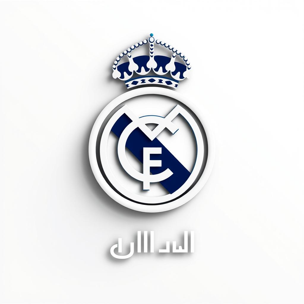 A modern and stylish logo representation of Real Madrid, featuring the iconic emblem prominently displayed
