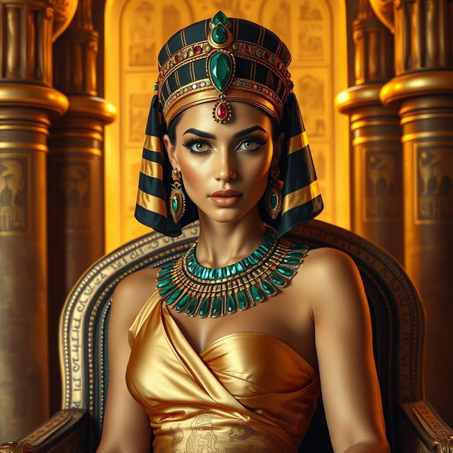 A breathtaking and sensual portrayal of Cleopatra, the iconic Queen of Egypt