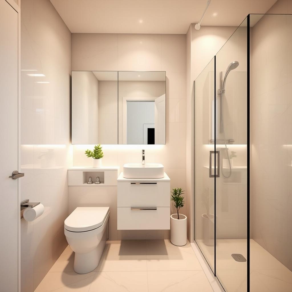 A beautifully designed modern bathroom with dimensions of 1
