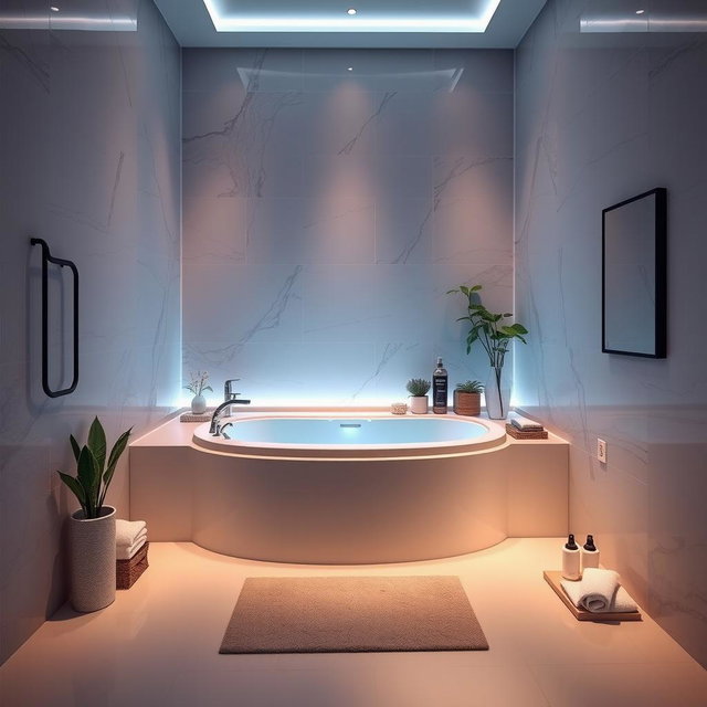 A beautifully designed bathroom measuring 1