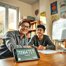 A cozy and bright study space showcasing a mathematics tutoring session