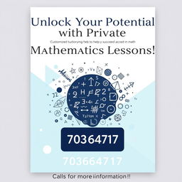 A professional and sleek poster design advertising private mathematics lessons