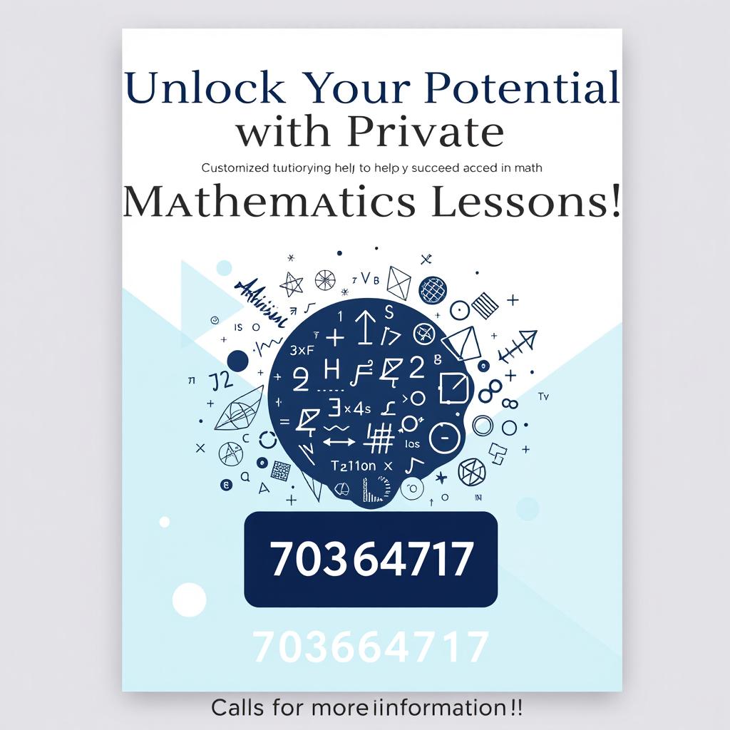 A professional and sleek poster design advertising private mathematics lessons