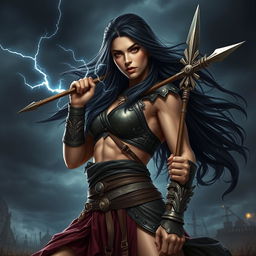 A powerful female fighter resembling Goliath, exuding strength and confidence