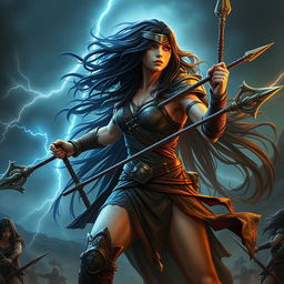 A powerful female fighter resembling a Goliath, showcasing a strong and imposing presence