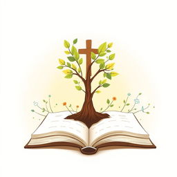 A beautifully illustrated image of a tree or plant sprouting from an open book, with vibrant small leaves and delicate flowers symbolizing a child's development