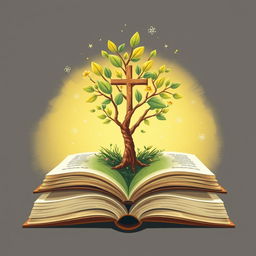 A beautifully illustrated image of a tree or plant sprouting from an open book, with vibrant small leaves and delicate flowers symbolizing a child's development