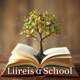 A visually captivating image of a tree or plant emerging from an open book, adorned with vibrant small leaves and blooming flowers that symbolize a child's growth and development