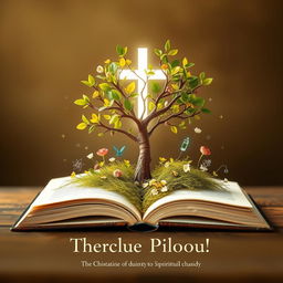 A visually captivating image of a tree or plant emerging from an open book, adorned with vibrant small leaves and blooming flowers that symbolize a child's growth and development