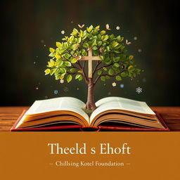 A visually captivating image of a tree or plant emerging from an open book, adorned with vibrant small leaves and blooming flowers that symbolize a child's growth and development