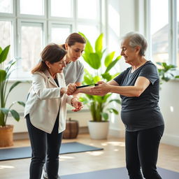 A serene physiotherapy session taking place in a bright, airy clinic