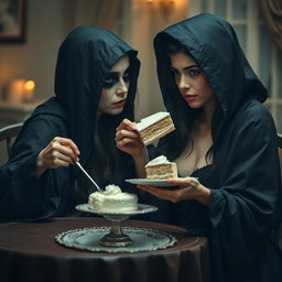 A photographic image featuring a beautiful and stunning young woman with a fuller figure, long black hair, and striking crystal blue eyes, tearfully crying