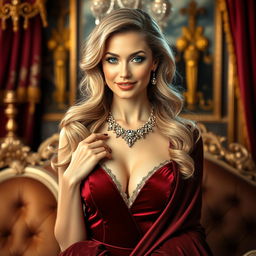 A beautiful and elegant woman dressed in luxurious clothing, embodying sophistication and grace