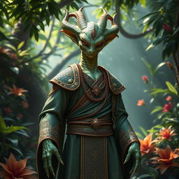 A captivating Yuan-ti pureblood character from Dungeons and Dragons