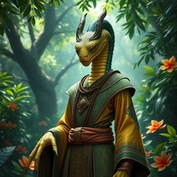 A captivating Yuan-ti pureblood character from Dungeons and Dragons