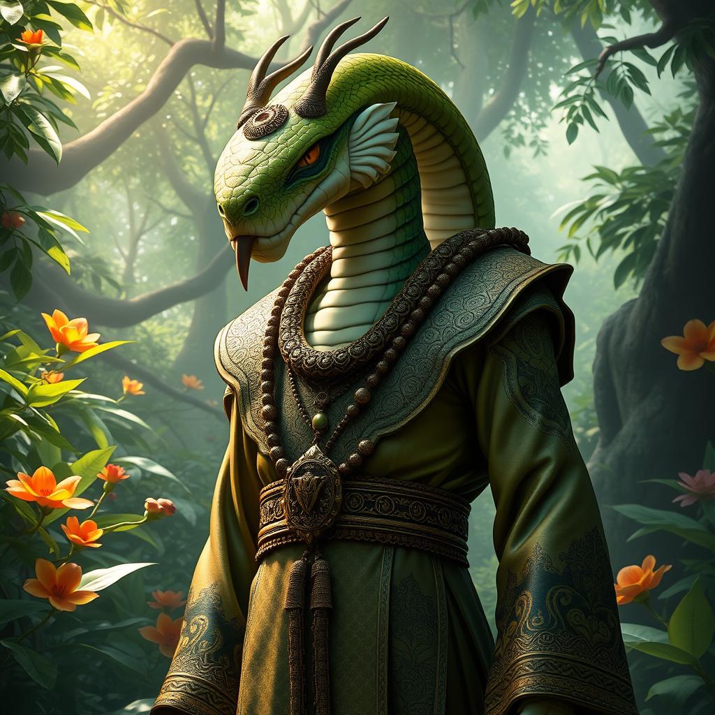 A captivating Yuan-ti pureblood character from Dungeons and Dragons