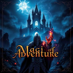 A mesmerizing book cover for a magical adventure, featuring a dark and enchanting landscape shrouded in shadows