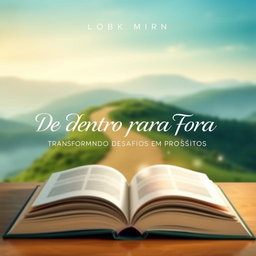 A serene and inviting e-book cover design for 'De Dentro Para Fora: Transformando Desafios em Propósitos'