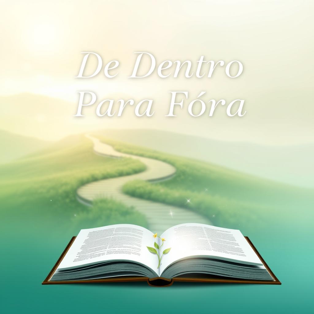 A serene and inviting e-book cover design for 'De Dentro Para Fora: Transformando Desafios em Propósitos'