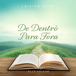 A serene and inviting e-book cover design for 'De Dentro Para Fora: Transformando Desafios em Propósitos'