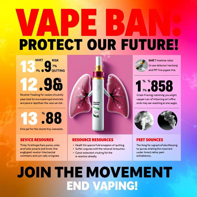 A bold and informative PSA poster design raising awareness about the national ban on vapes and e-cigarettes