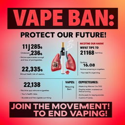 A bold and informative PSA poster design raising awareness about the national ban on vapes and e-cigarettes