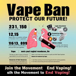 A bold and informative PSA poster design raising awareness about the national ban on vapes and e-cigarettes