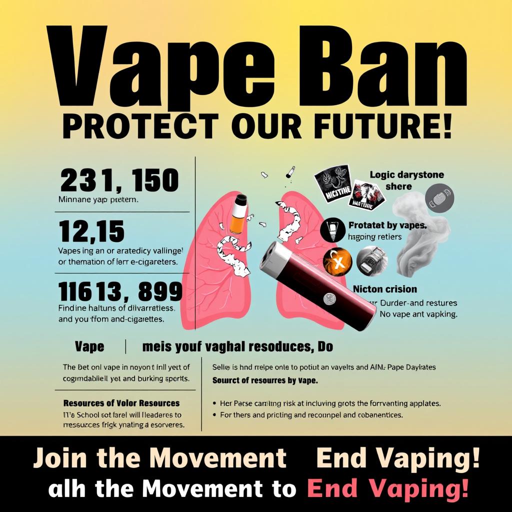 A bold and informative PSA poster design raising awareness about the national ban on vapes and e-cigarettes