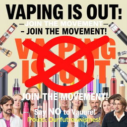 A vibrant and impactful PSA poster design raising awareness about the national ban on vapes and e-cigarettes