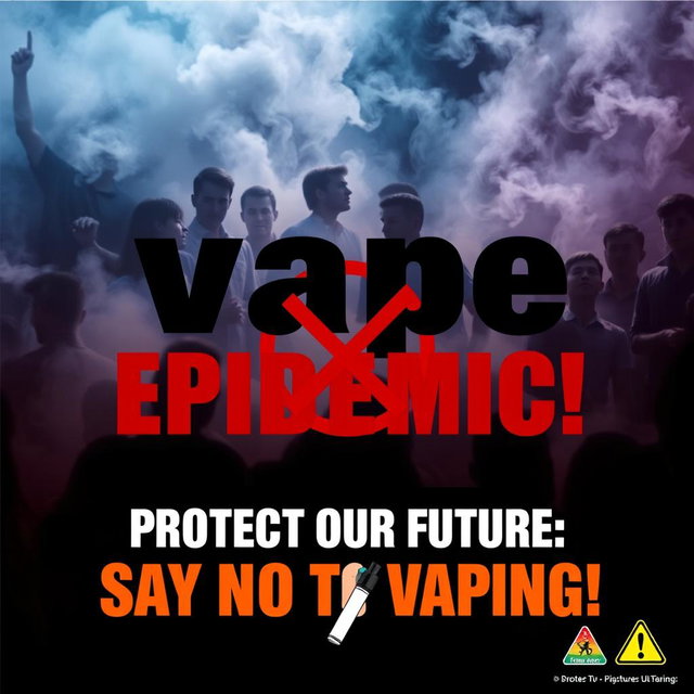 A powerful and engaging public service announcement poster advocating for the national ban on vapes and e-cigarettes