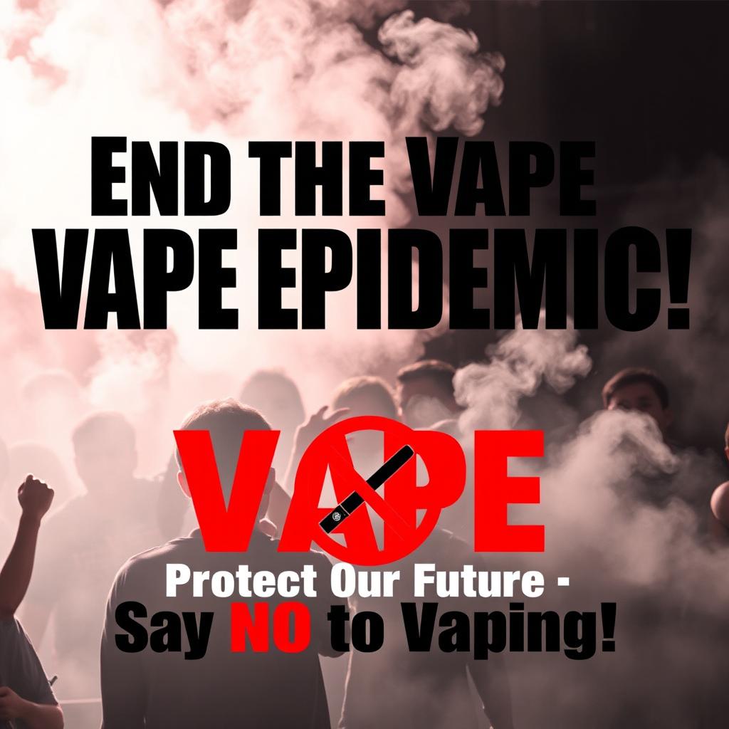 A powerful and engaging public service announcement poster advocating for the national ban on vapes and e-cigarettes