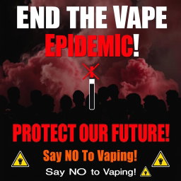 A powerful and engaging public service announcement poster advocating for the national ban on vapes and e-cigarettes